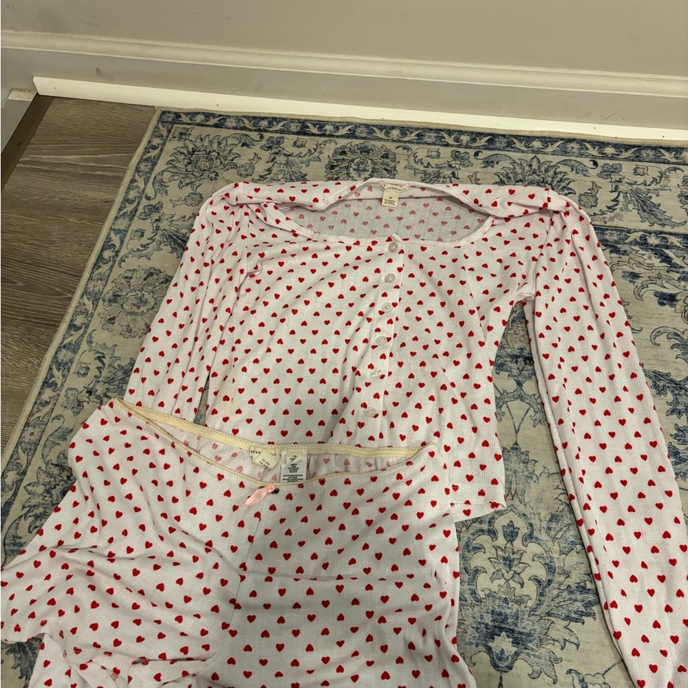 Aerie Red Heart Kids Pajama Set